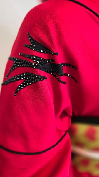 画像3: 振袖Tribal Red トライバルレッド & 袋帯Yellow Heart イエローハート　お誂えフルオーダー (3)